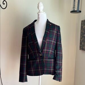 Tommy Hilfiger Dark Green Plaid Tailored Blazer